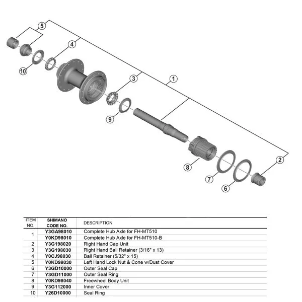 Complete Hub Axle 142mm